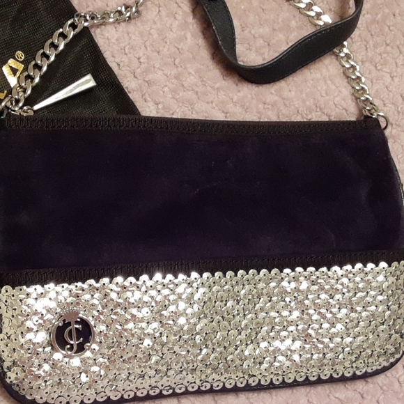 JUICY COUTURE Velour Sequin Navy Silver Crossbody Bag - Picture 2 of 5